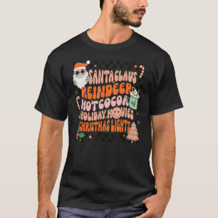 Retro Groovy Santa Claus Reindeer Weihnachten Nied T-Shirt