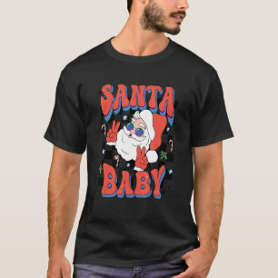 Retro Groovy Santa Claus Rocks Kariert Baby Kinder T-Shirt