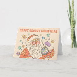 Retro Groovy Santa Merry Christmas Feiertagskarte