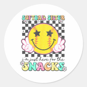 Retro Groovy Softll Schwester ich bin nur hier für Runder Aufkleber