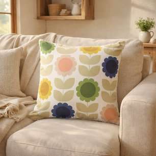 Retro Groovy Sommer Blumen Stiele Kissen