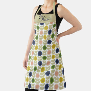 Retro Groovy Sommer Blumen Stiele Schürze