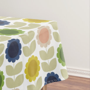 Retro Groovy Sommer Blumen Stiele Tischdecke