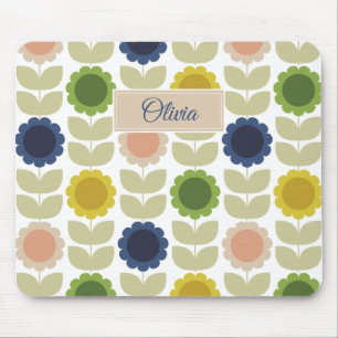 Retro Groovy Sommerblumen Stiele Mousepad