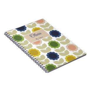 Retro Groovy Sommerblumen Stiele Notizblock