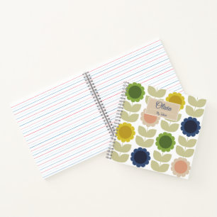 Retro Groovy Sommerblumen Stiele Notizbuch