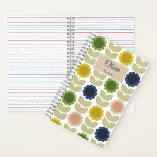 Retro Groovy Sommerblumen Stiele Notizbuch