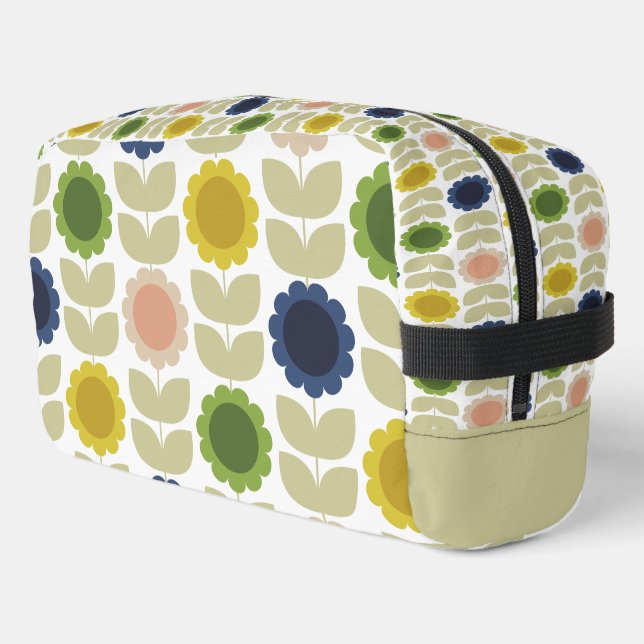 Retro Groovy Sommerblumen Stiele Waschbeutel (Linke Seite)