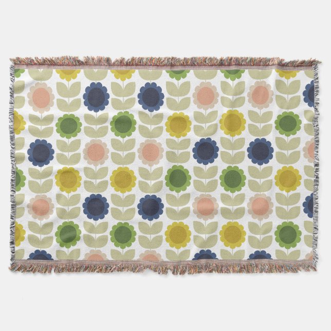 Retro Groovy Sommerblumenstiele Decke (Vorderseite)
