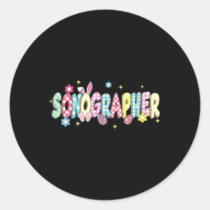 Retro Groovy Sonographe Bunny Ear Funny Ostergi Runder Aufkleber