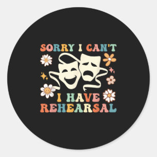 Retro Groovy Sorry, ich kann nicht, ich habe Probe Runder Aufkleber