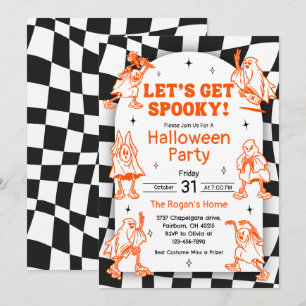 Retro Groovy Spooky Ghost Halloween-Party Einladung