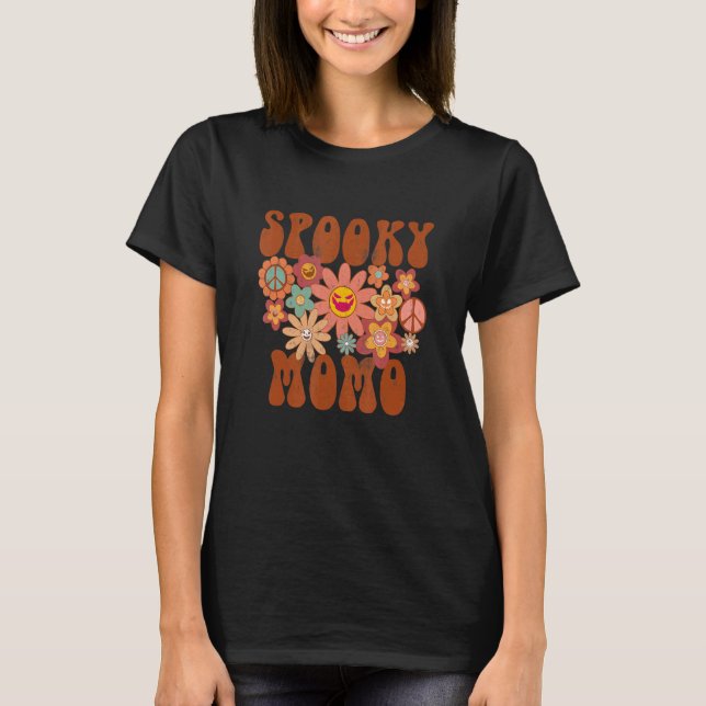 Retro Groovy Spooky Momo Fall Halloween Thanksgivi T-Shirt (Vorderseite)