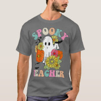 Retro Groovy Spooky Teacher Fall Floral Ghost Hall