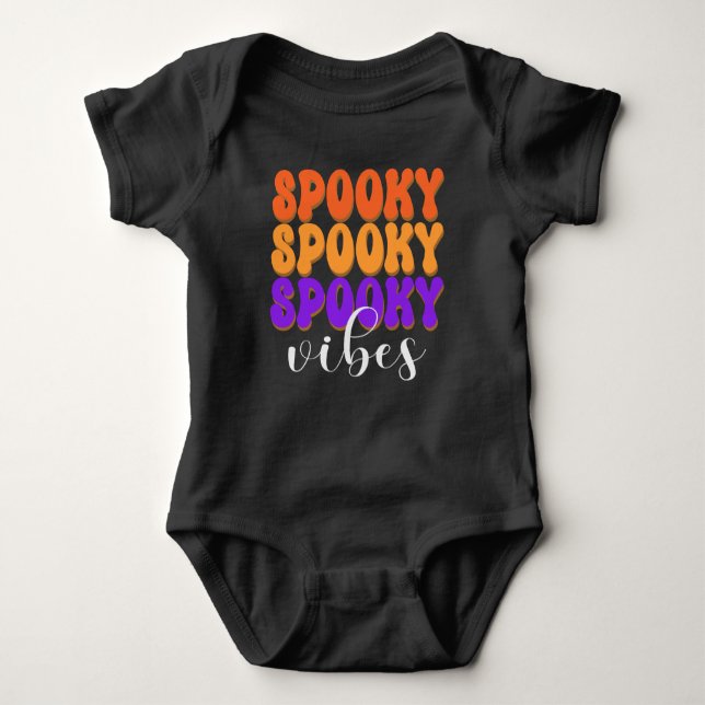 Retro Groovy Spooky Vibes Halloween Baby Strampler (Vorderseite)