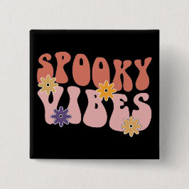 Retro Groovy Spooky Vibes Halloween Button