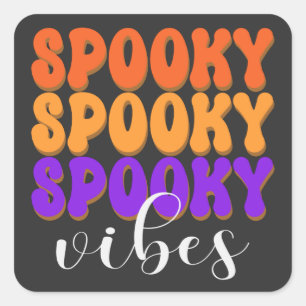 Retro Groovy Spooky Vibes Halloween Quadratischer Aufkleber