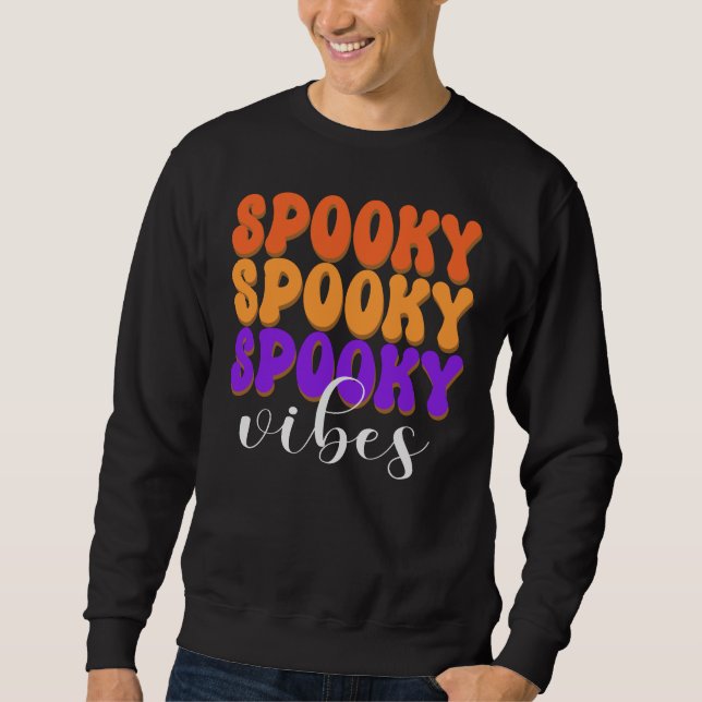 Retro Groovy Spooky Vibes Halloween Sweatshirt (Vorderseite)