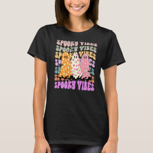 Retro Groovy Spooky Vibes Niedlich Ghost Girls Hal T-Shirt