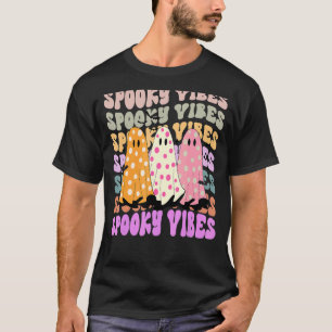 Retro Groovy Spooky Vibes Niedlich Ghost Girls Hal T-Shirt