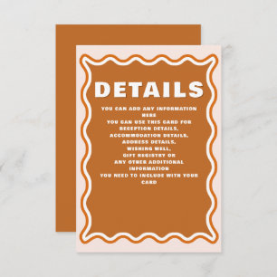 Retro Groovy Squiggle Wavy Terracotta Wedding Begleitkarte