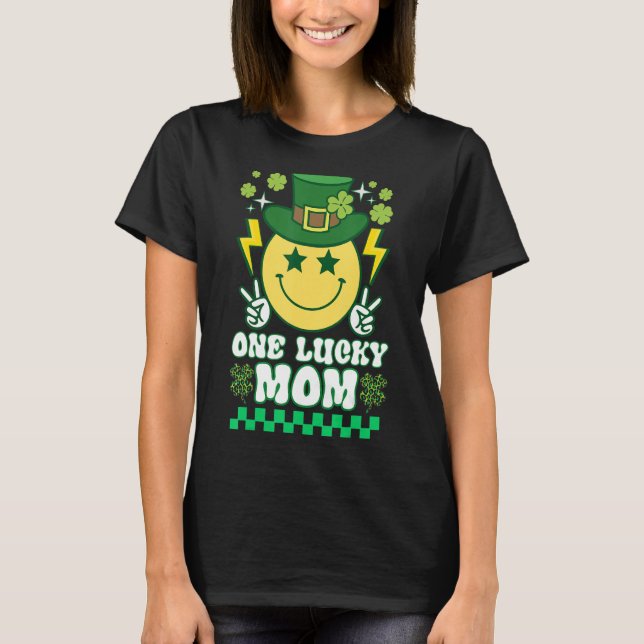 Retro Groovy St Patrick's Day Kleeblatt One Lucky T-Shirt (Vorderseite)