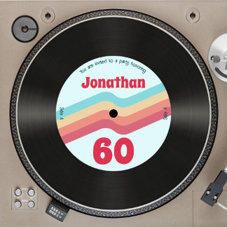 Retro Groovy Stripes 60. Geburtstagsmusik Einladung