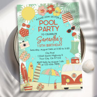 Retro Groovy Stylish Beach oder Pool Geburtstagspa