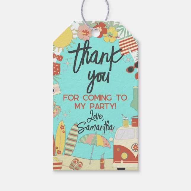 Retro Groovy Stylish Beach Party Vielen Dank Geschenkanhänger (Vorderseite)