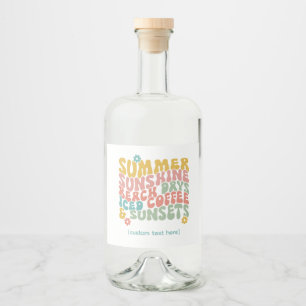 Retro Groovy Summer Pink Monogram Name Alkoholflaschenetikett