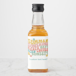 Retro Groovy Summer Pink Monogram Name Alkoholflaschenetikett