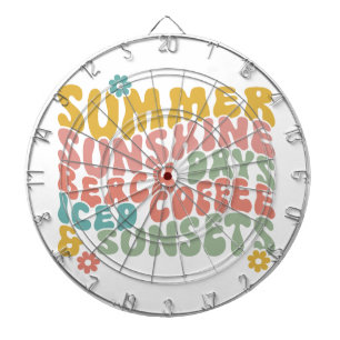 Retro Groovy Summer Pink Monogram Name Dartscheibe