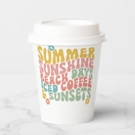 Retro Groovy Summer Pink Monogram Name Pappbecher