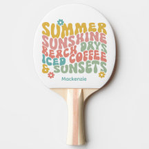 Retro Groovy Summer Pink Monogram Name