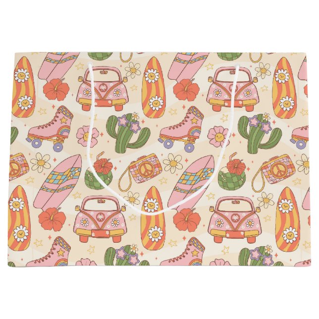 Retro Groovy Summer Vibes Große Geschenktüte (Vorderseite)