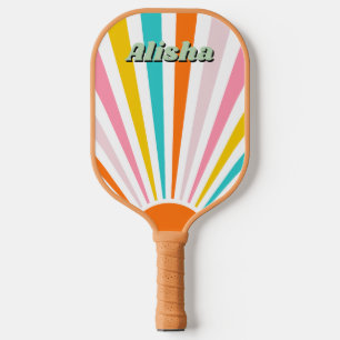 Retro Groovy Sun Individuelle Name Pickleball Schläger