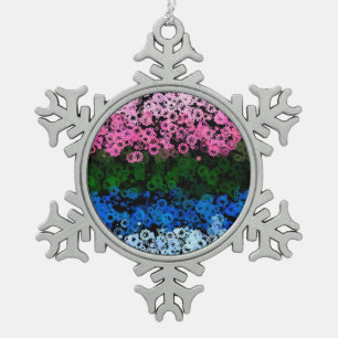 Retro Groovy Süße Blumen Omniromantische Pride-Fla Schneeflocken Zinn-Ornament
