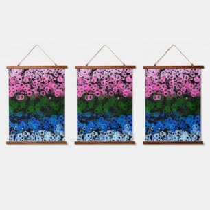 Retro Groovy Süße Blumen Omniromantische Pride-Fla Wandteppich Mit Holzrahmen