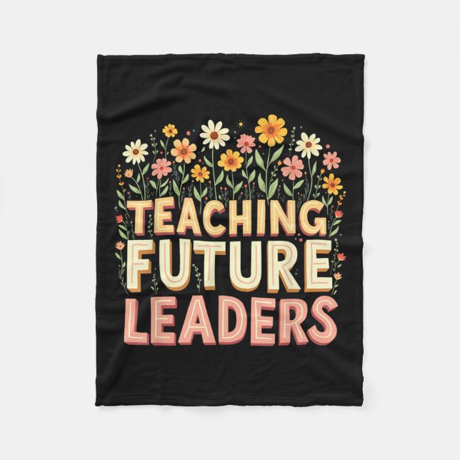 Retro Groovy Teaching Future Leaders Tees Flower P Fleecedecke (Vorderseite)