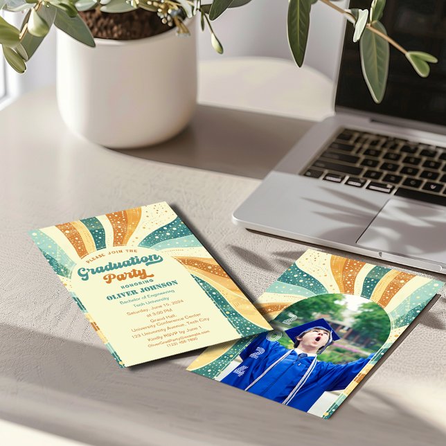 Retro Groovy Terracotta Abschluss Einladung (Von Creator hochgeladen)