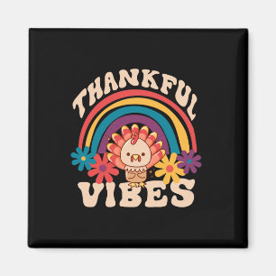 Retro Groovy Thankful Vibes Türkei Fall Funny als Magnet