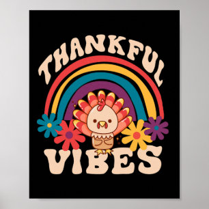 Retro Groovy Thankful Vibes Türkei Fall Funny als Poster
