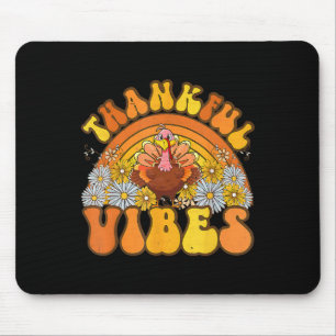 Retro Groovy Thankful Vibes Türkei Herbst Herbst a Mousepad