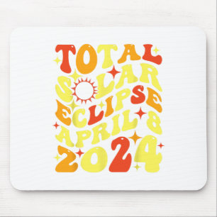 Retro Groovy Total Solar Eclipse April 08 2024 Mousepad