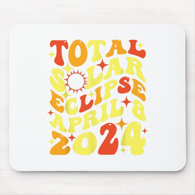Retro Groovy Total Solar Eclipse April 08 2024 Mousepad (Vorne)