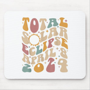 Retro Groovy Total Solar Eclipse April 08 2024 Mousepad