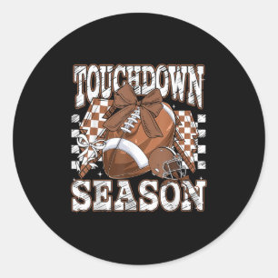 Retro Groovy Touchdown Saison Football Game Day Runder Aufkleber