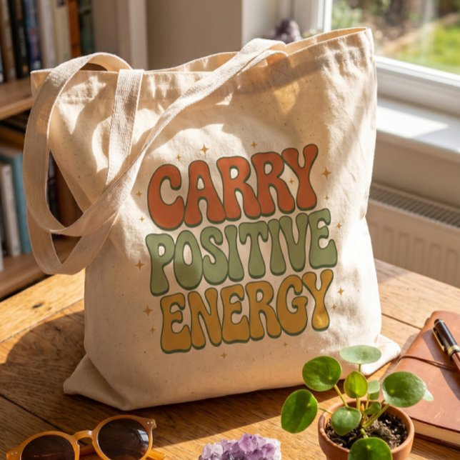 Retro Groovy Tragetasche mit positiver Energie (Von Creator hochgeladen)