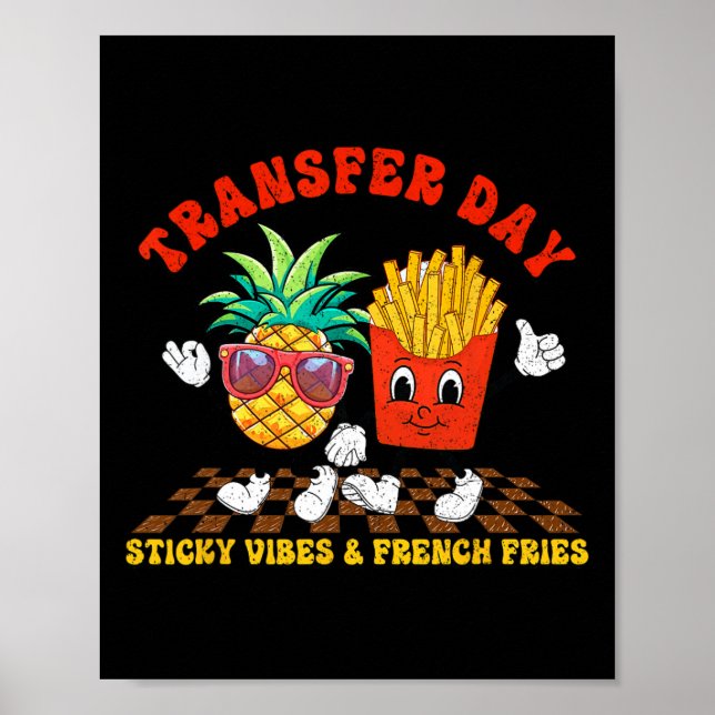 Retro Groovy Transfer Day Sticky Vibes Ivf Couple Poster (Vorne)