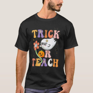 Retro Groovy Trick-or-Teach-Lehrer-Halloween-Kostü T-Shirt